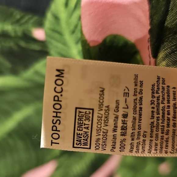 Topshop Green and Pink Palm Leaf Dress Size 6 - Picture 3 of 4